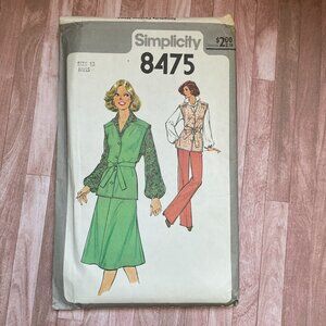 Simplicity 8475 Pattern Cut Retro Fashion Vest Skirt Pants Blouse Size 12 Miss